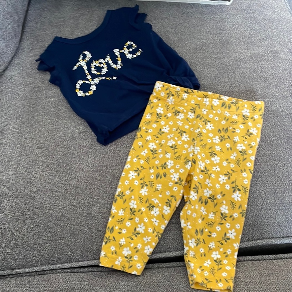 Blue & Yellow Love Outfit Baby Girl 3 Months